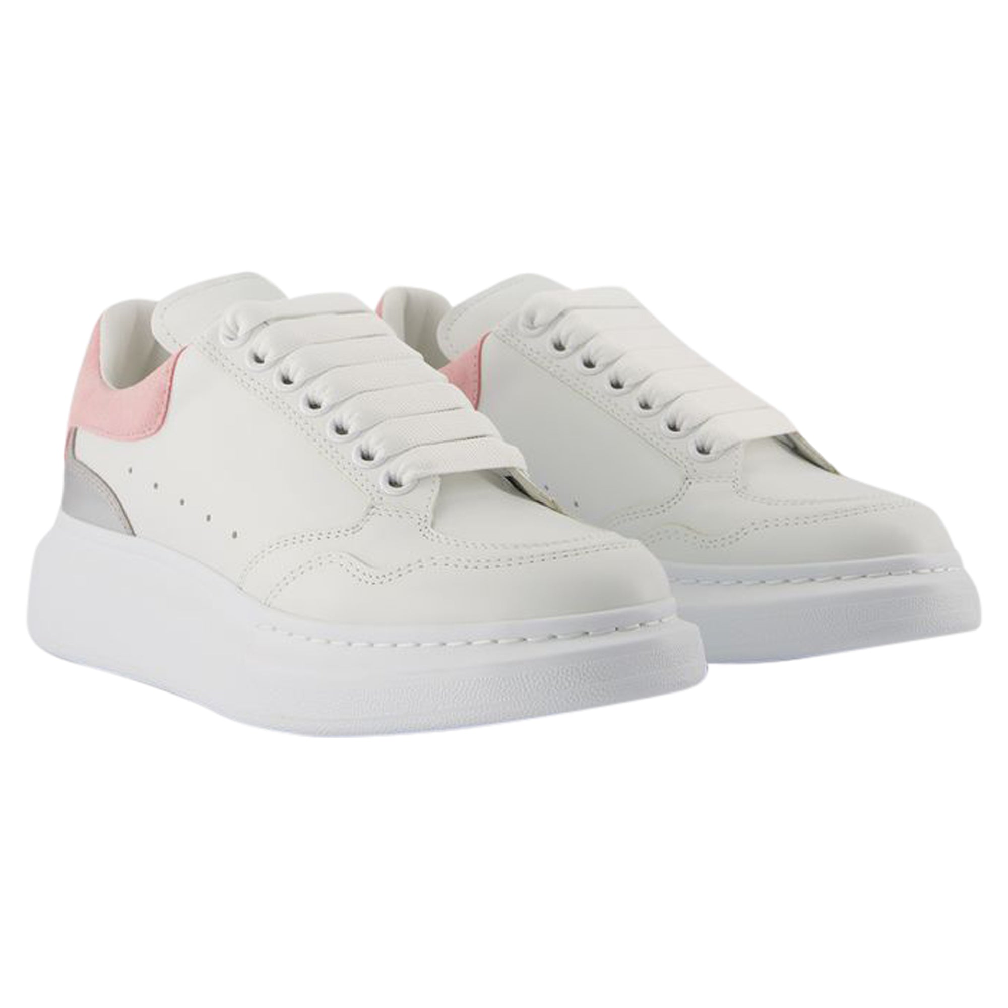 Women's Oversized Sneakers - Alexander McQueen - Leather - White/Pink