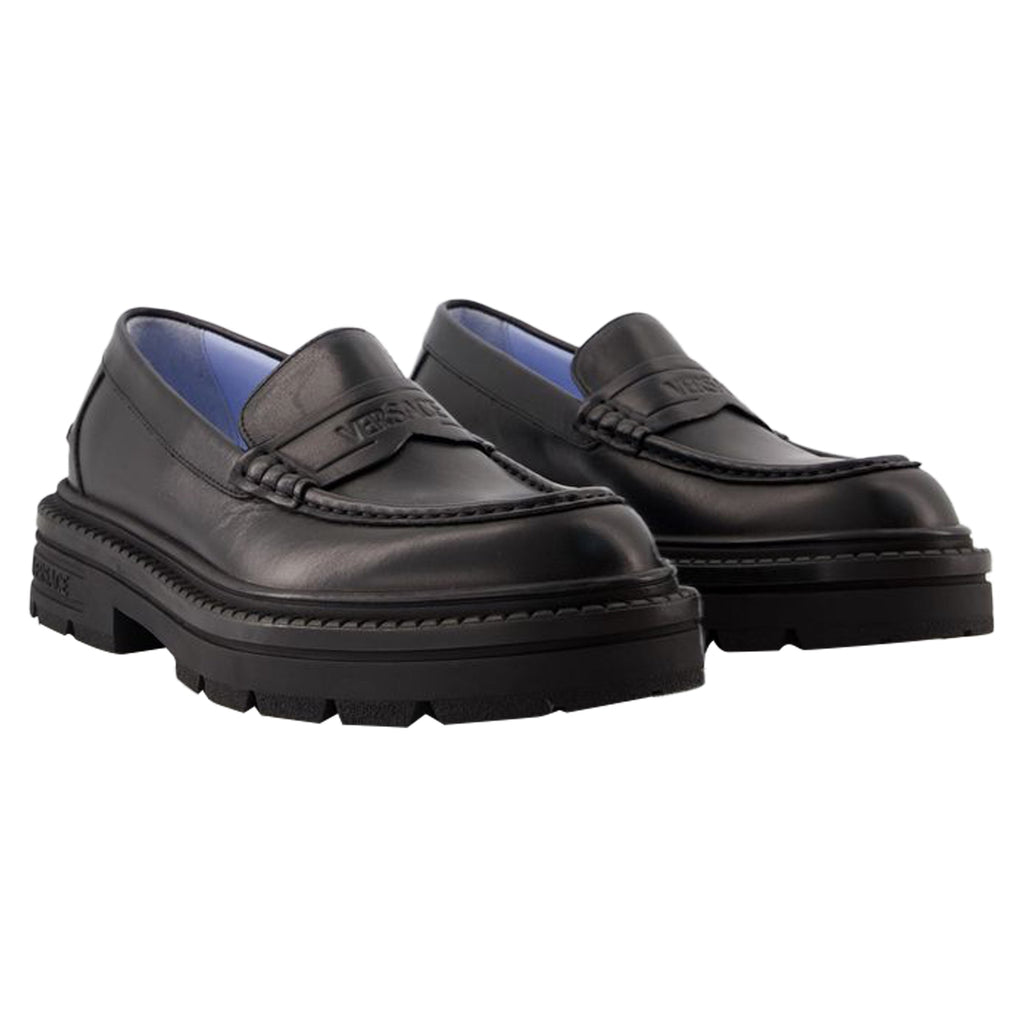 Women's Adriano Loafers - Versace - Leather - Black