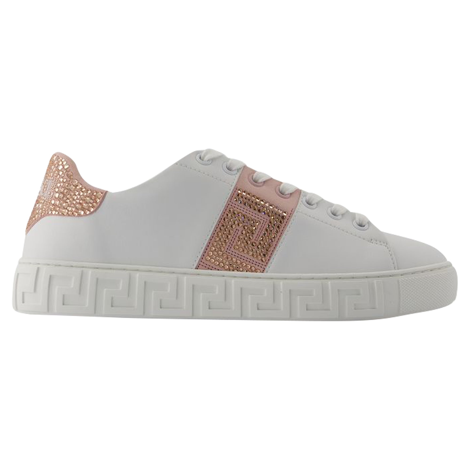 Women's Sneakers - Versace - Cotton - White/Pink