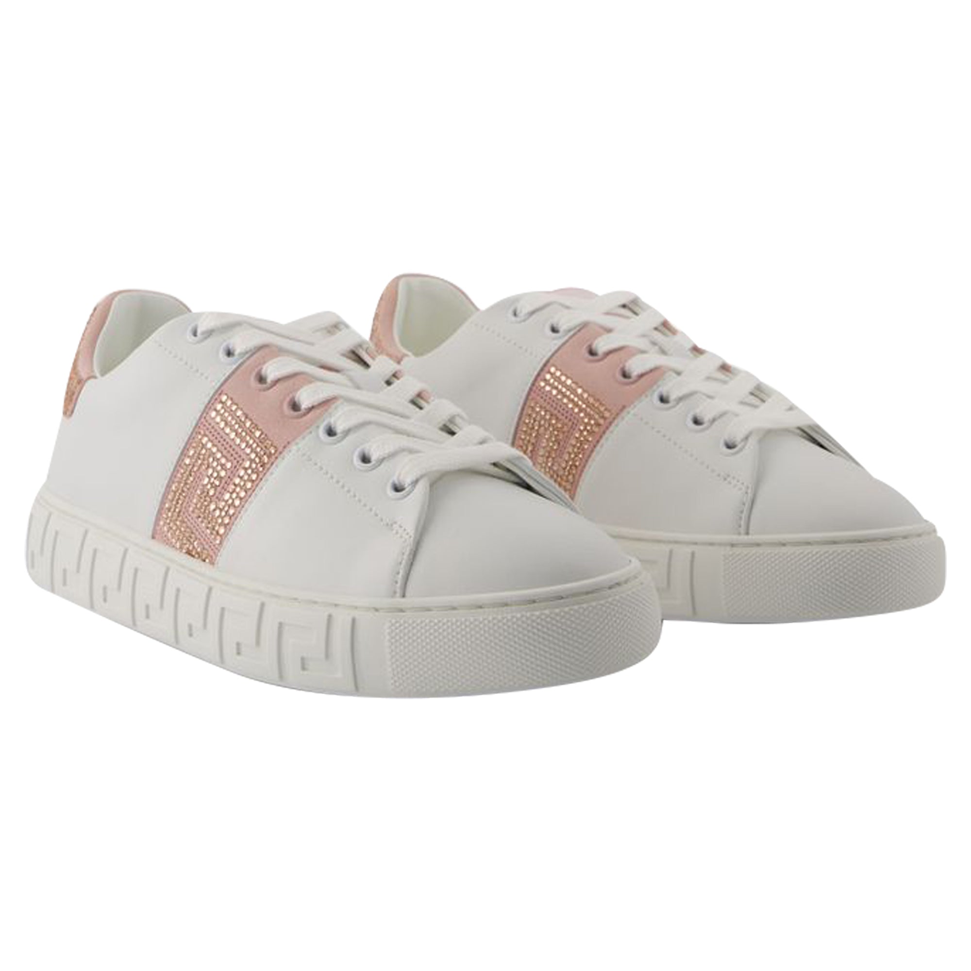 Women's Sneakers - Versace - Cotton - White/Pink