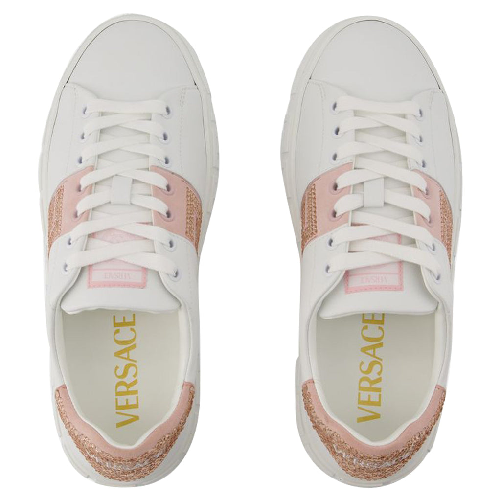 Women's Sneakers - Versace - Cotton - White/Pink