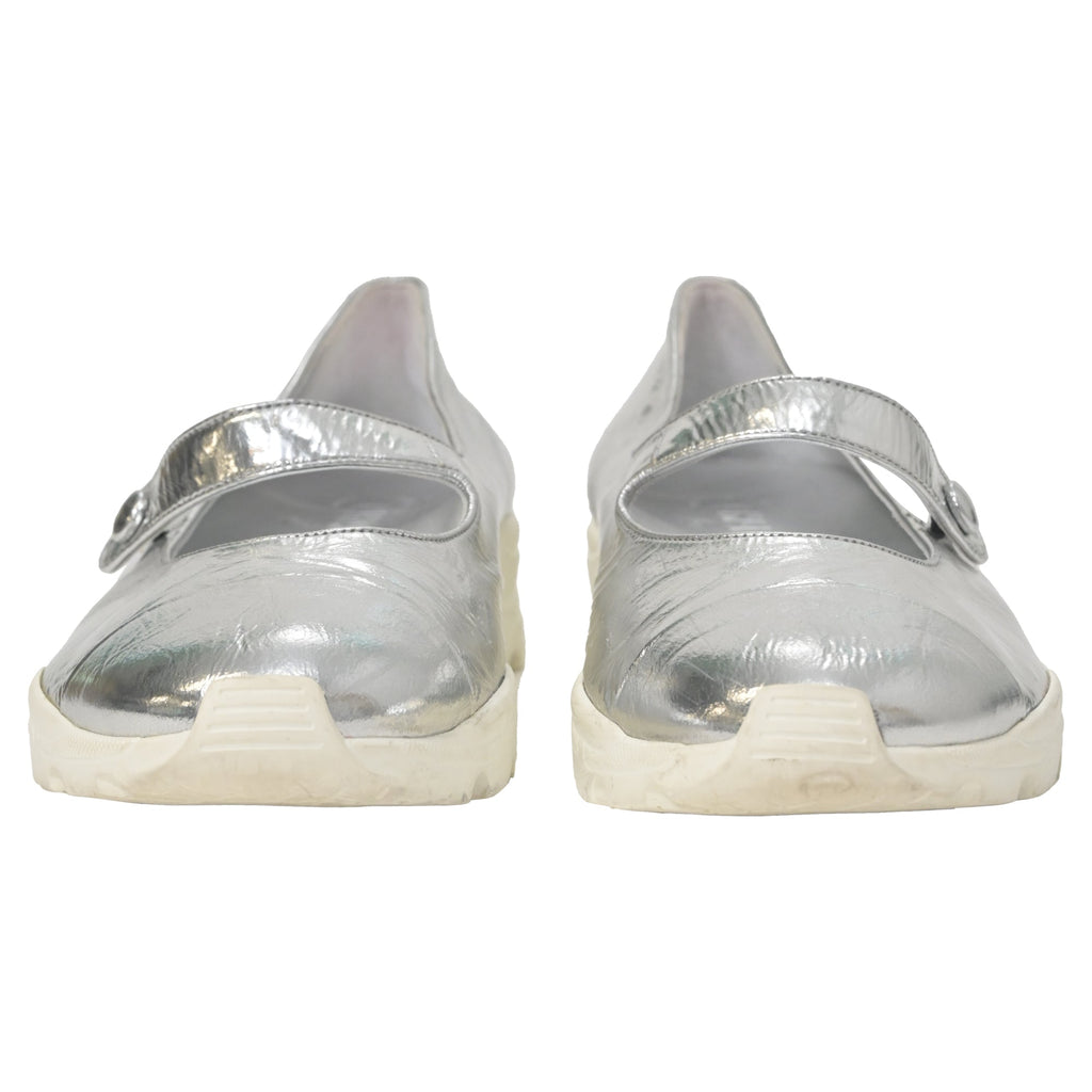Chanel Mary Jane Sneakers in Silver Leather