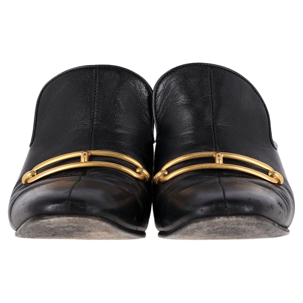 Hermès Diane With Roulis Buckle Mules in Black Goatskin Leather