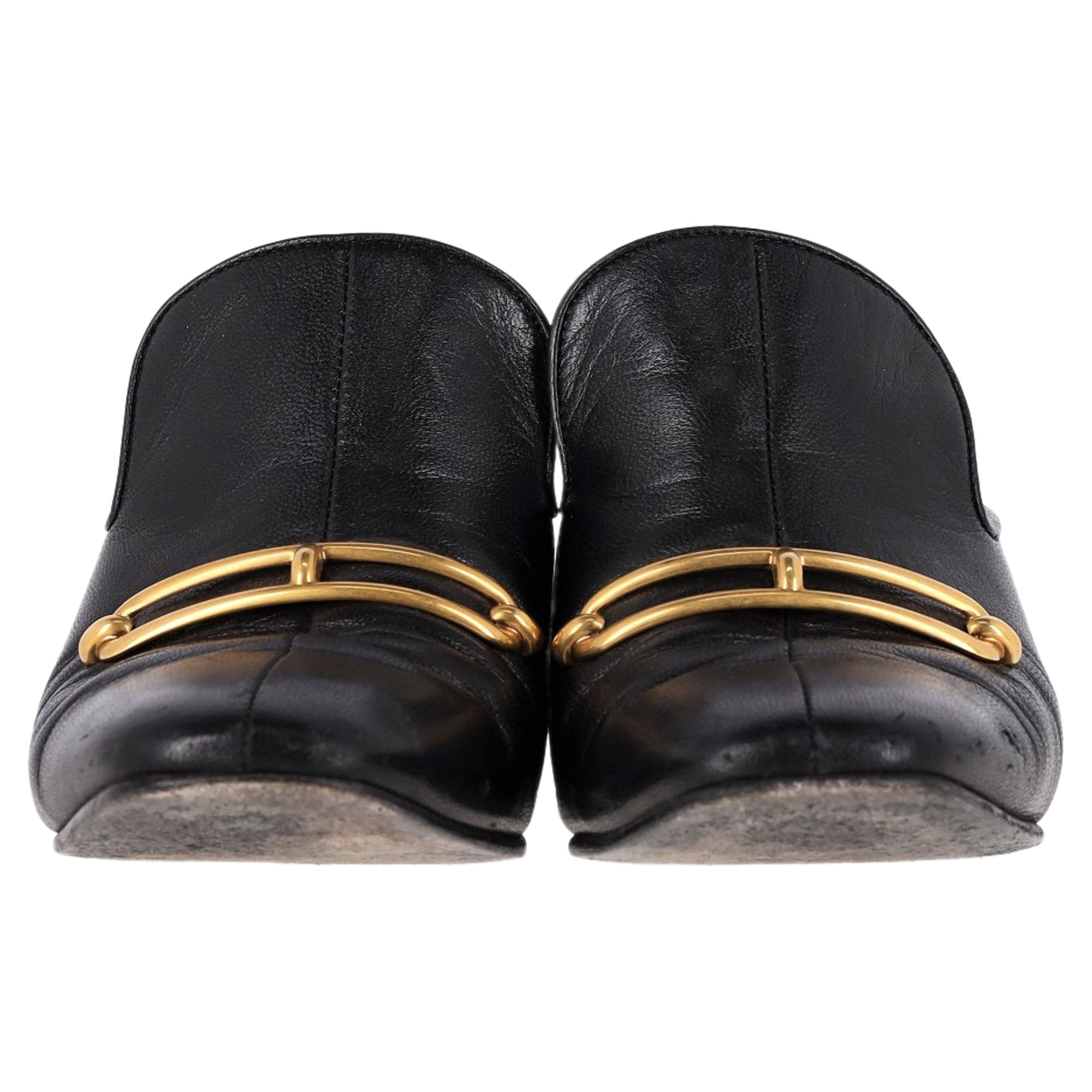 Hermès Diane With Roulis Buckle Mules in Black Goatskin Leather