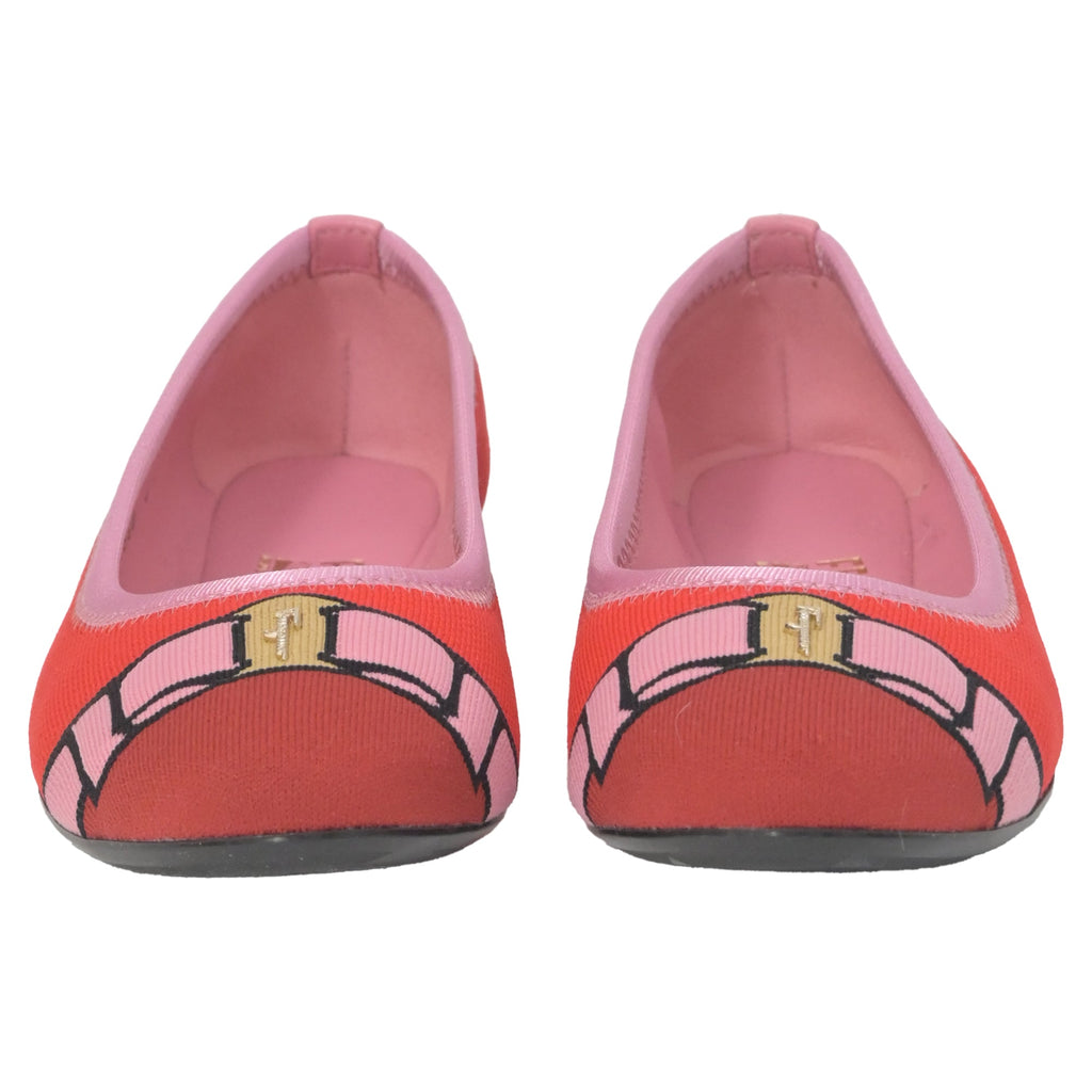 Women's Salvatore Ferragamo Varina Knit Ballet Flats in Red Nylon