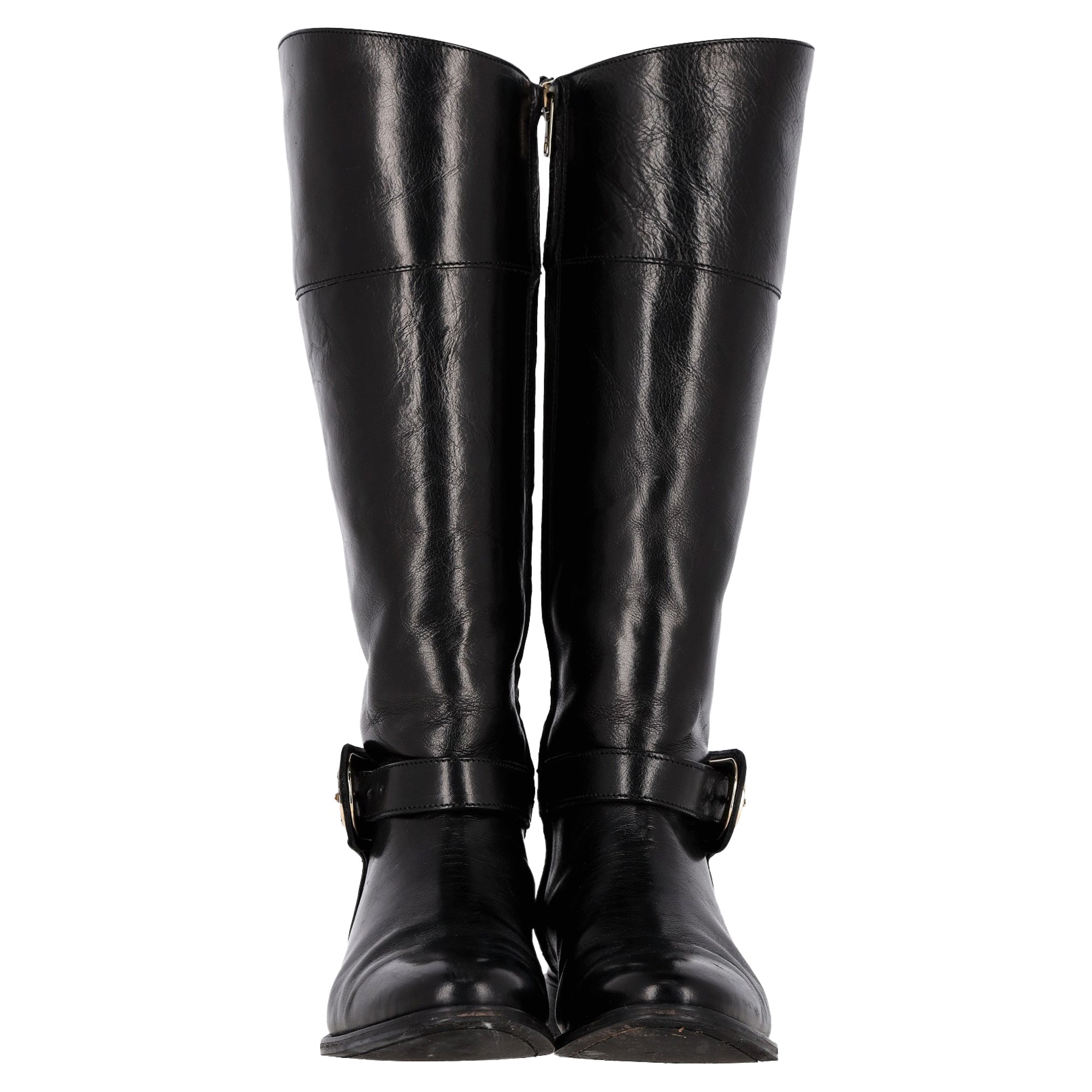 Burberry Bridle Winton Riding Boots in Black Leather