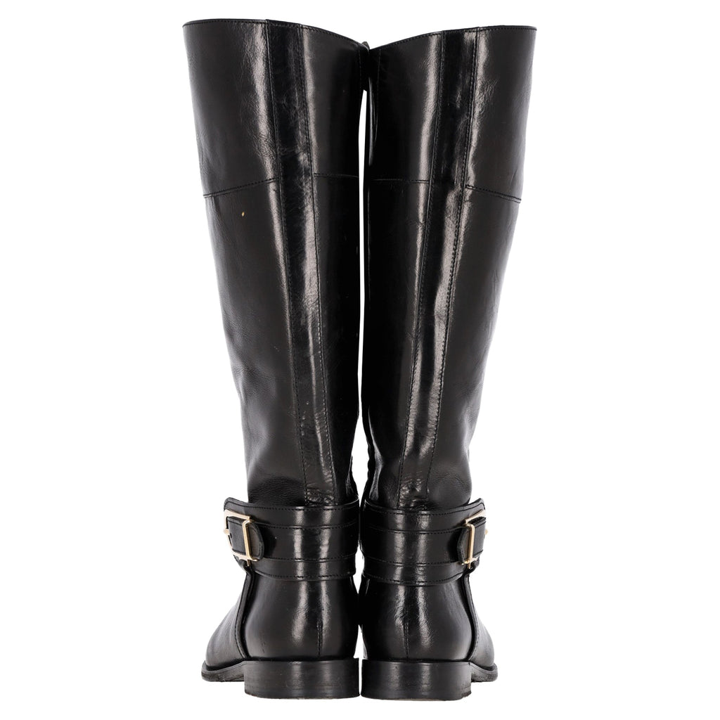 Burberry Bridle Winton Riding Boots in Black Leather