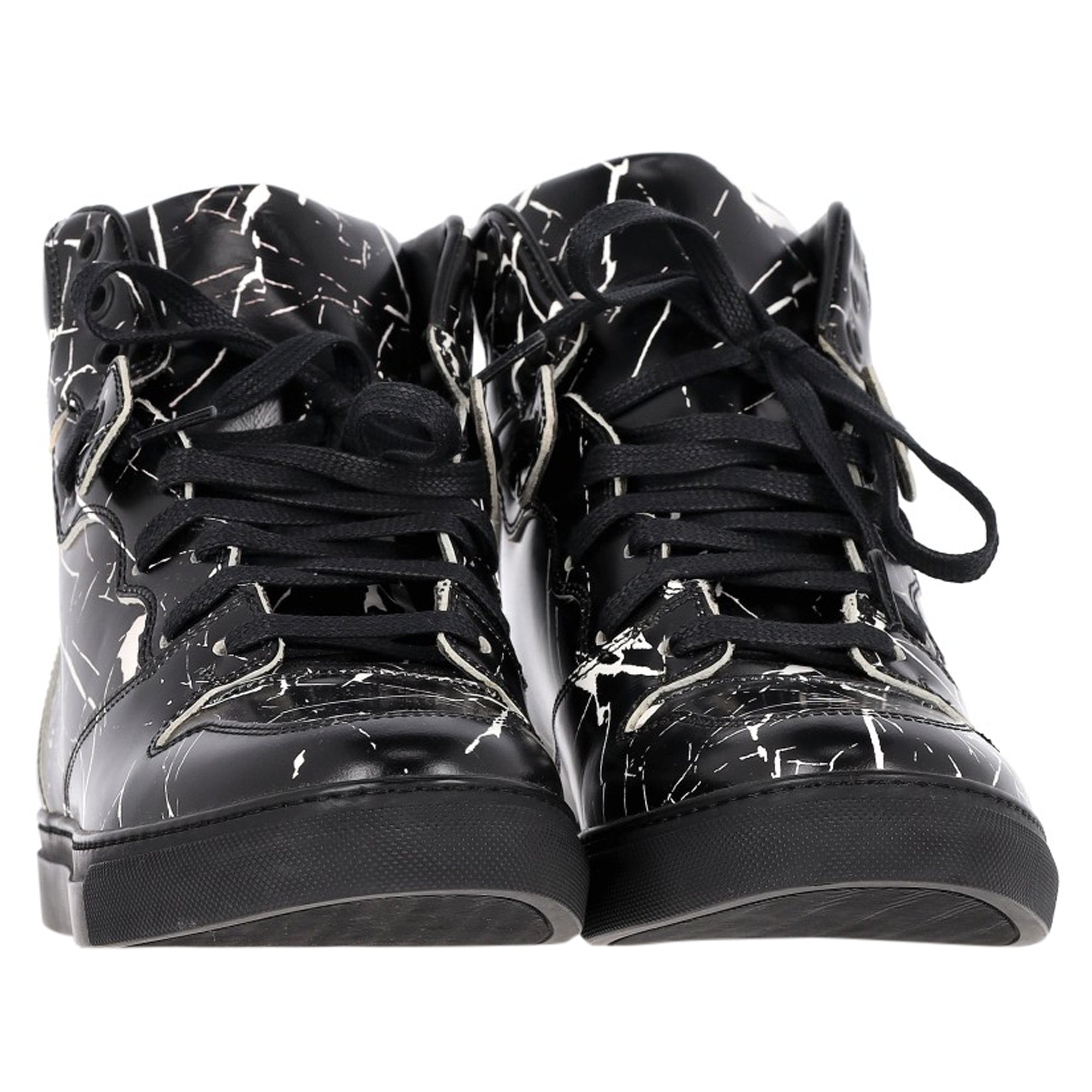 Balenciaga Arena Marble Wedge Sneakers in Black Leather