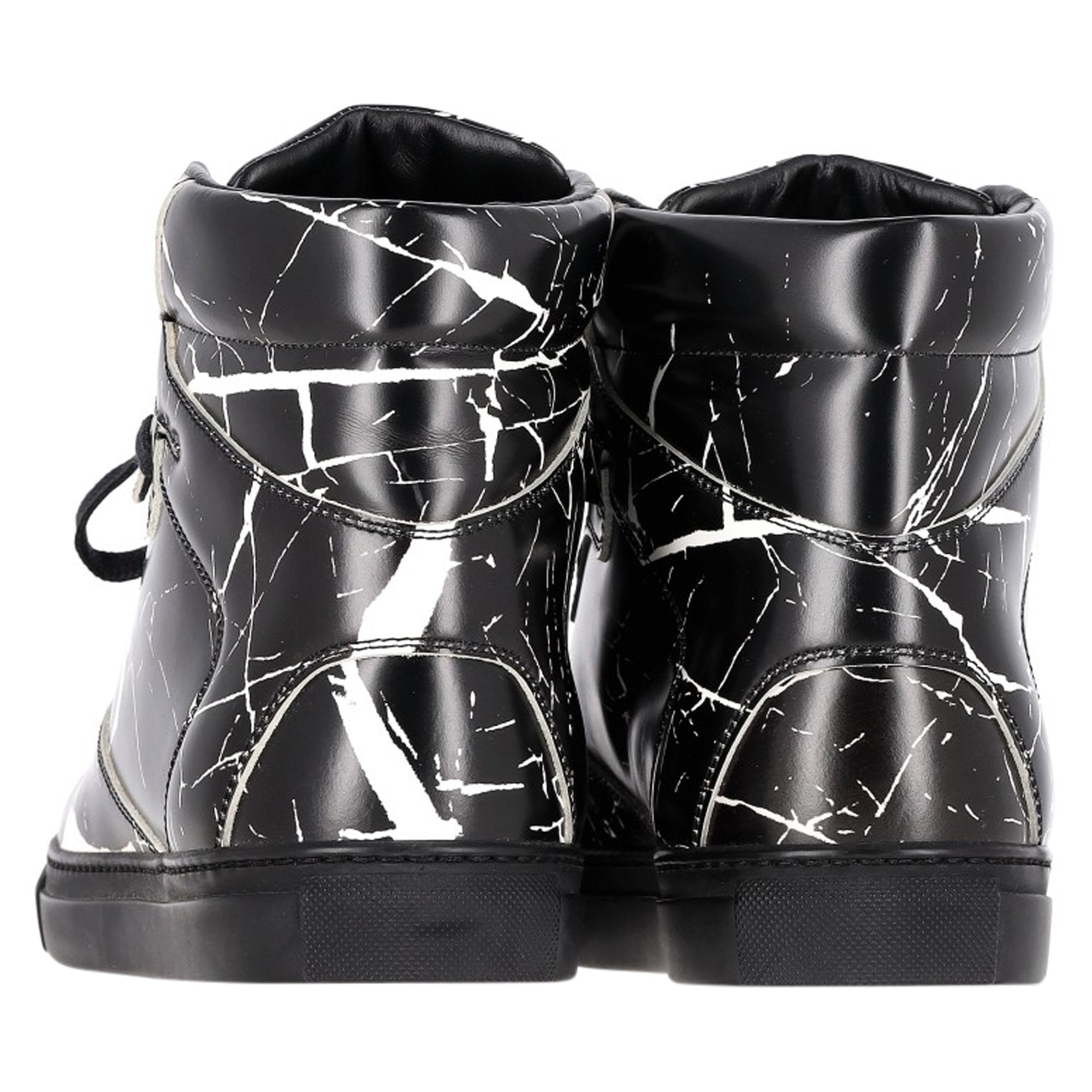 Balenciaga Arena Marble Wedge Sneakers in Black Leather