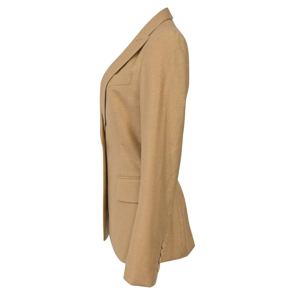 Stella Mccartney Glittered Single-Breasted Blazer in Brown Wool