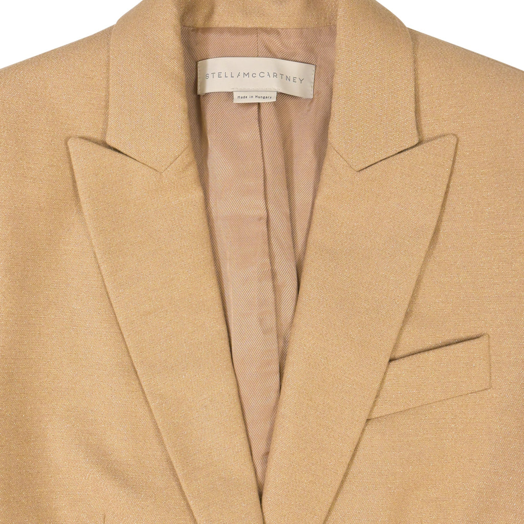 Stella Mccartney Glittered Single-Breasted Blazer in Brown Wool