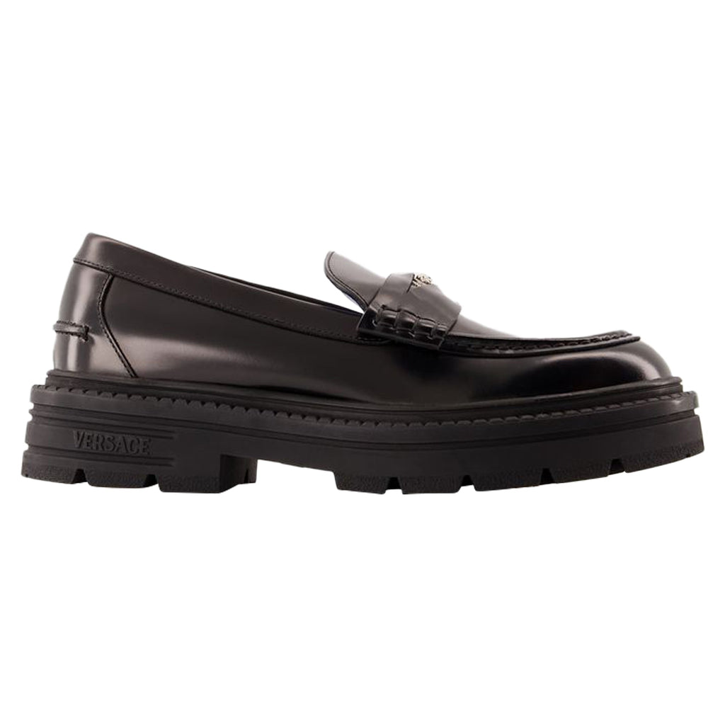 Women's Adriano Flat Shoes - Versace - Leather - Black
