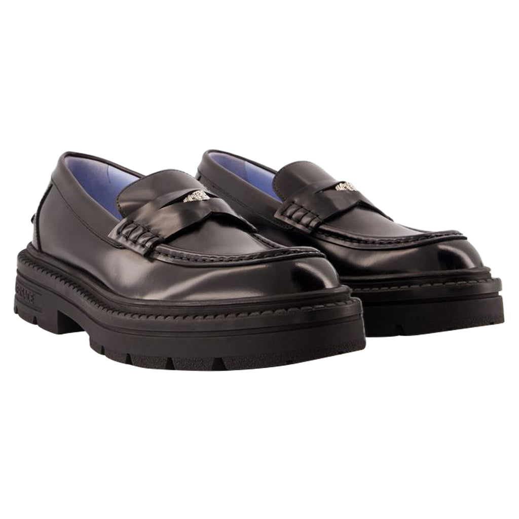 Women's Adriano Flat Shoes - Versace - Leather - Black