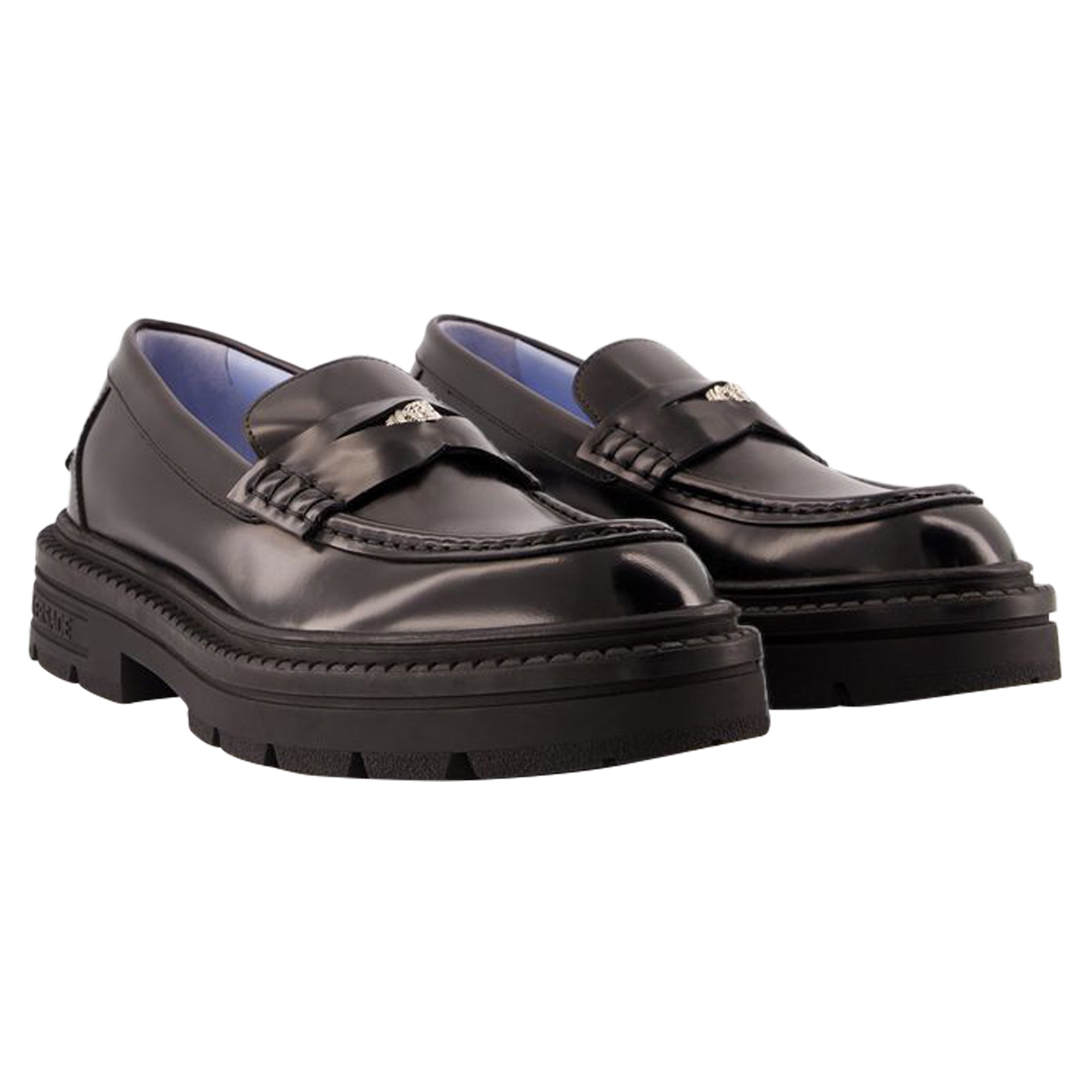 Women's Adriano Flat Shoes - Versace - Leather - Black