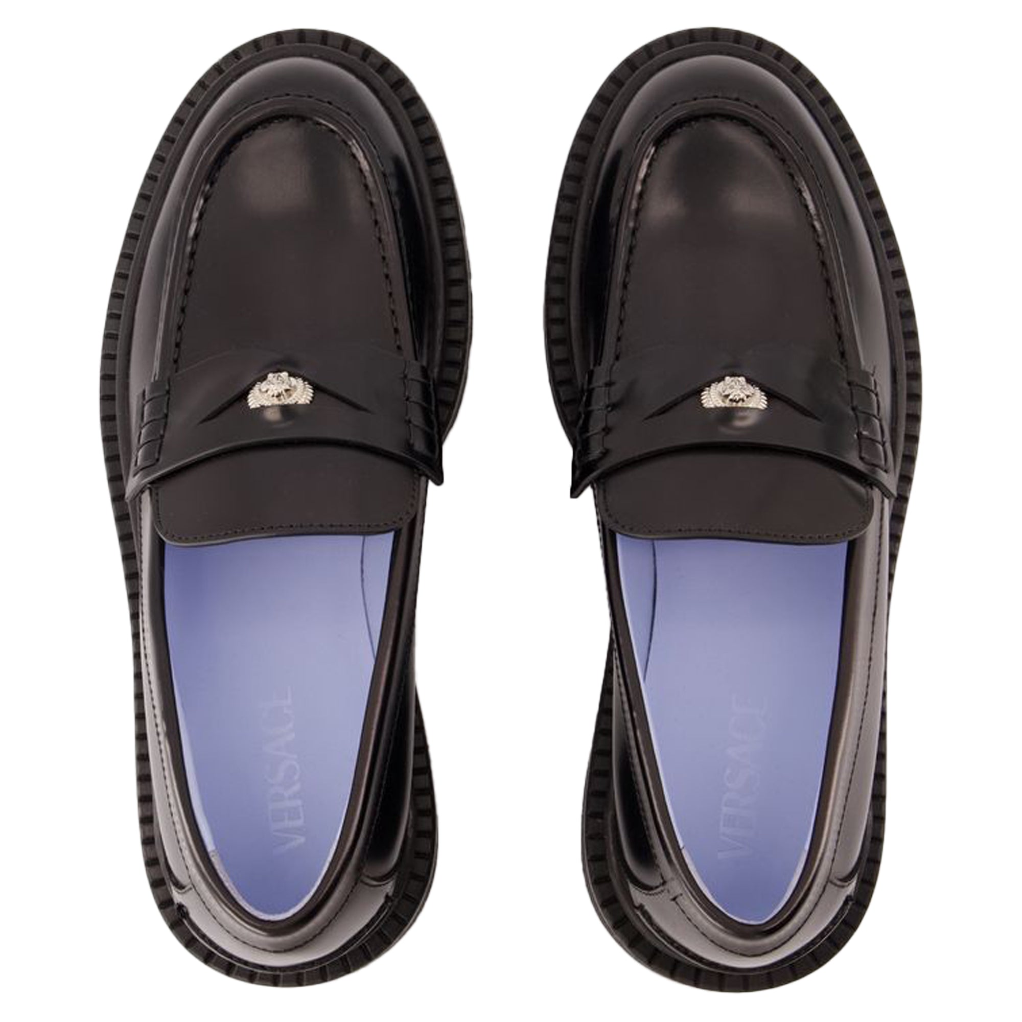 Women's Adriano Flat Shoes - Versace - Leather - Black
