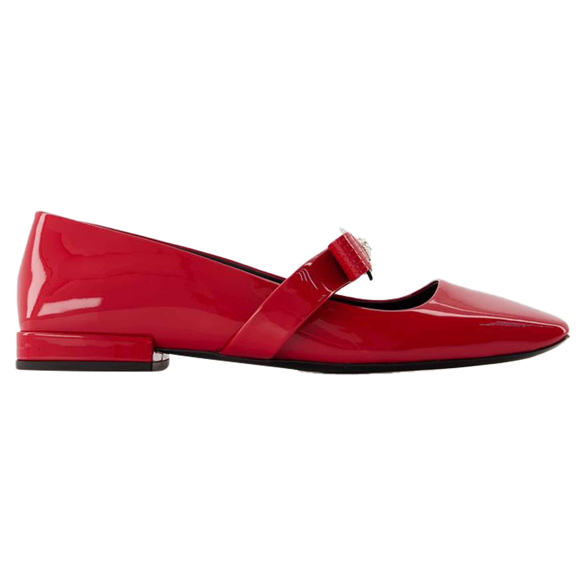 Women's Gianni Ribbon Flat Shoes - Versace - Leather - Red