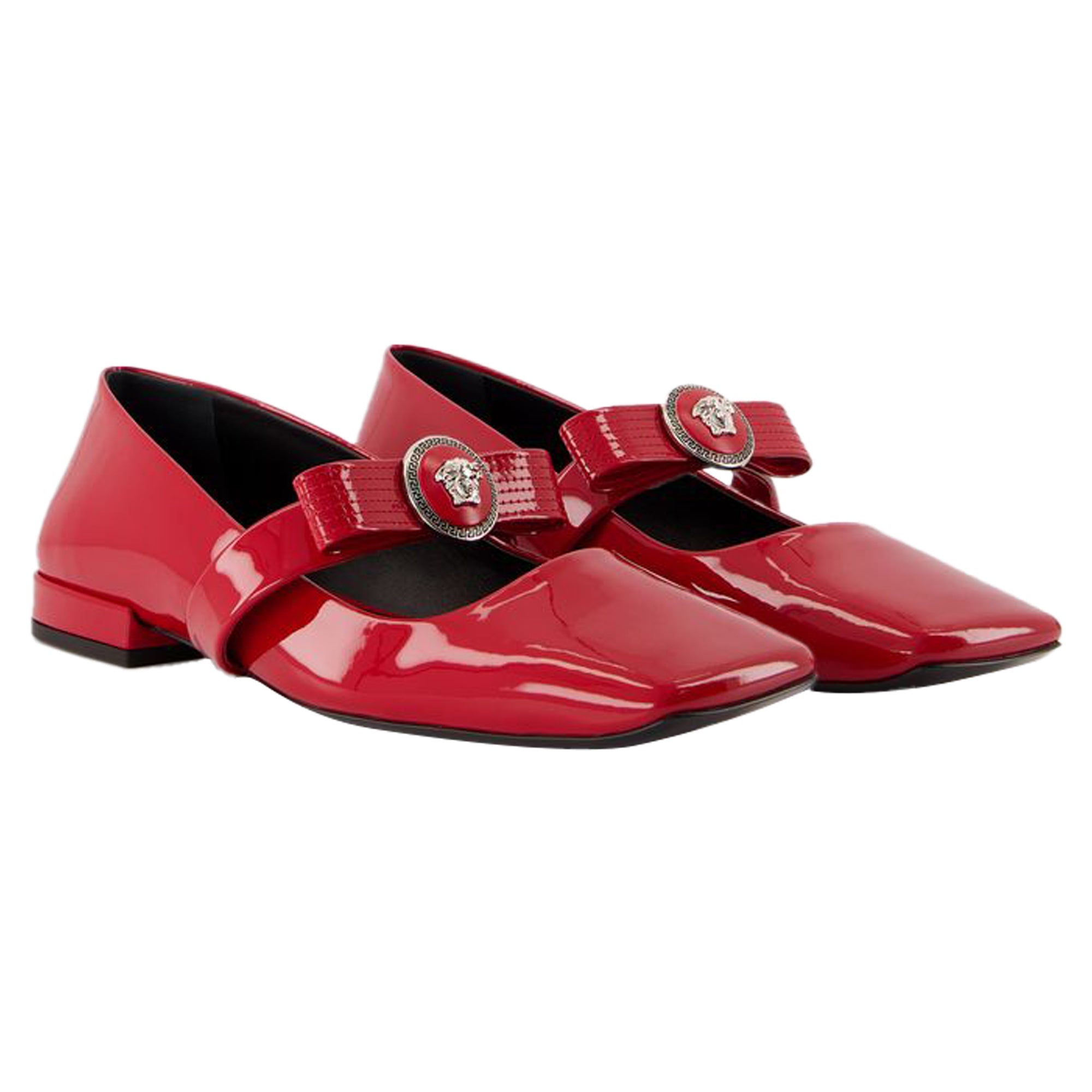 Women's Gianni Ribbon Flat Shoes - Versace - Leather - Red