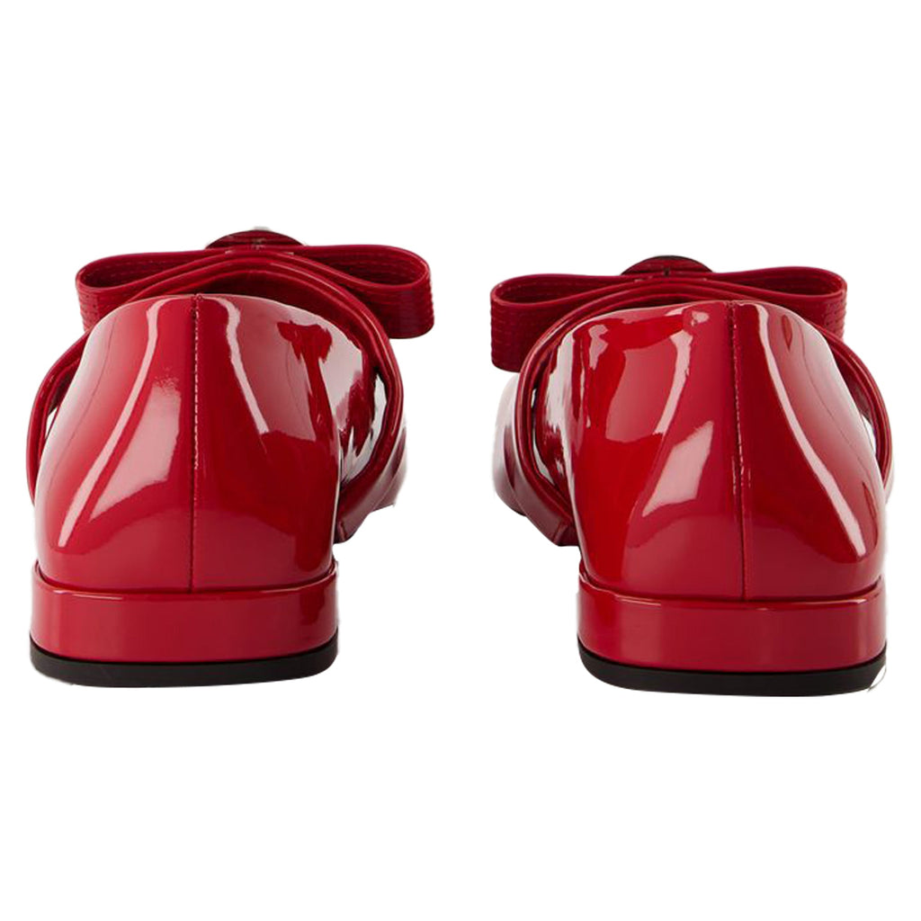 Women's Gianni Ribbon Flat Shoes - Versace - Leather - Red
