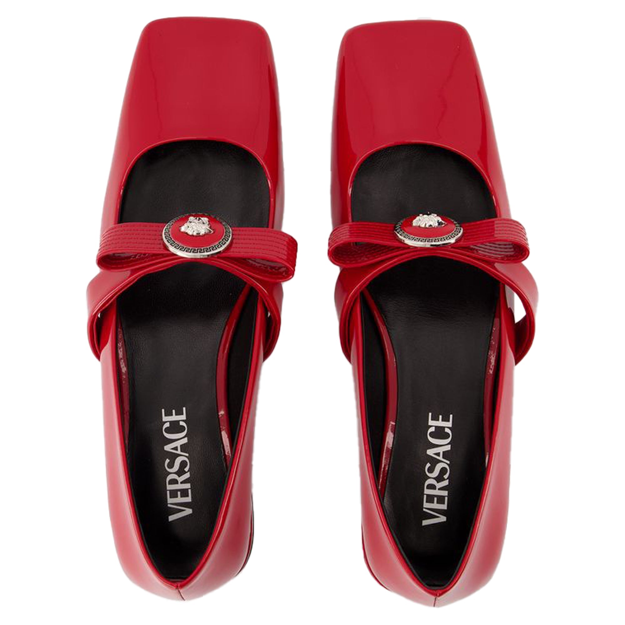 Women's Gianni Ribbon Flat Shoes - Versace - Leather - Red