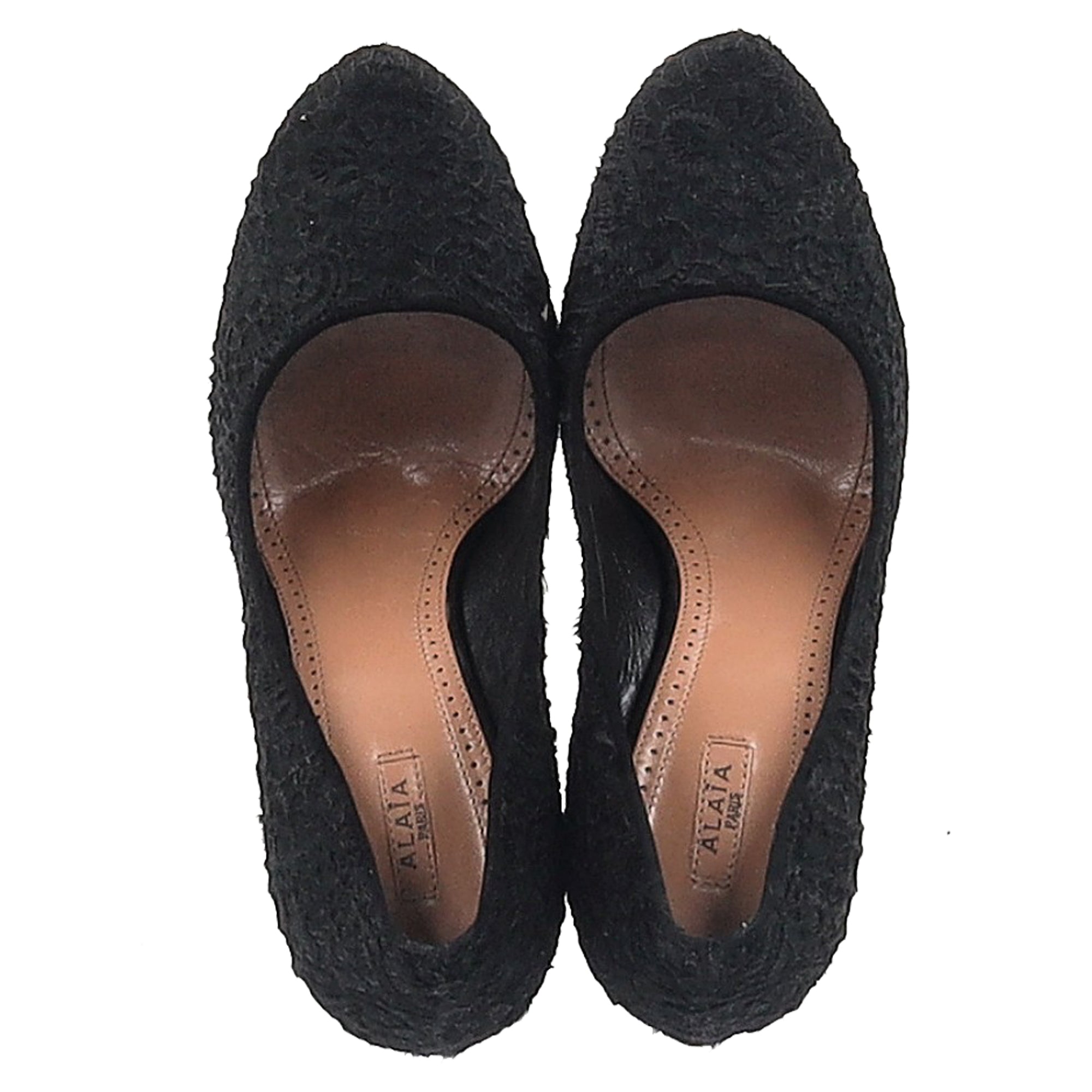 Women's Alaïa Azzedine Lace Platform Pumps in Black Cotton