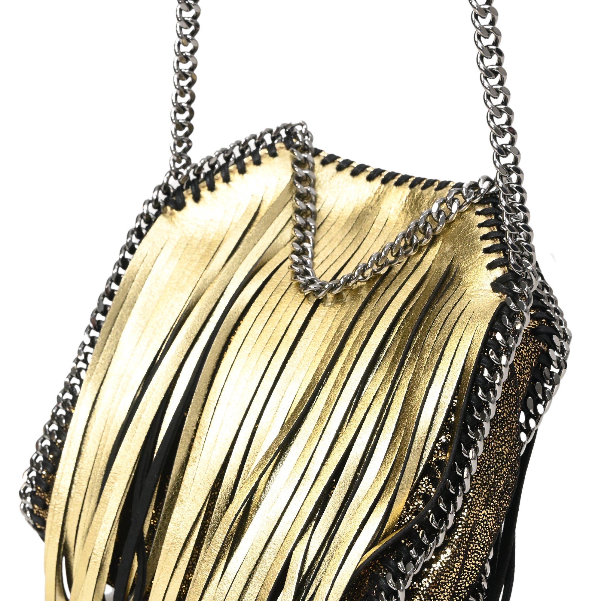 Falabella Fringe Fold Over Crossbody Bag Shaggy Deer Mini