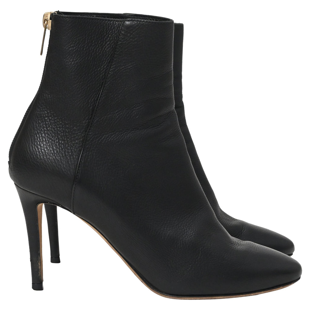 Women's  Jimmy Choo Pointed Toe High-Heeled Ankle Boots in Black Calfskin Leather