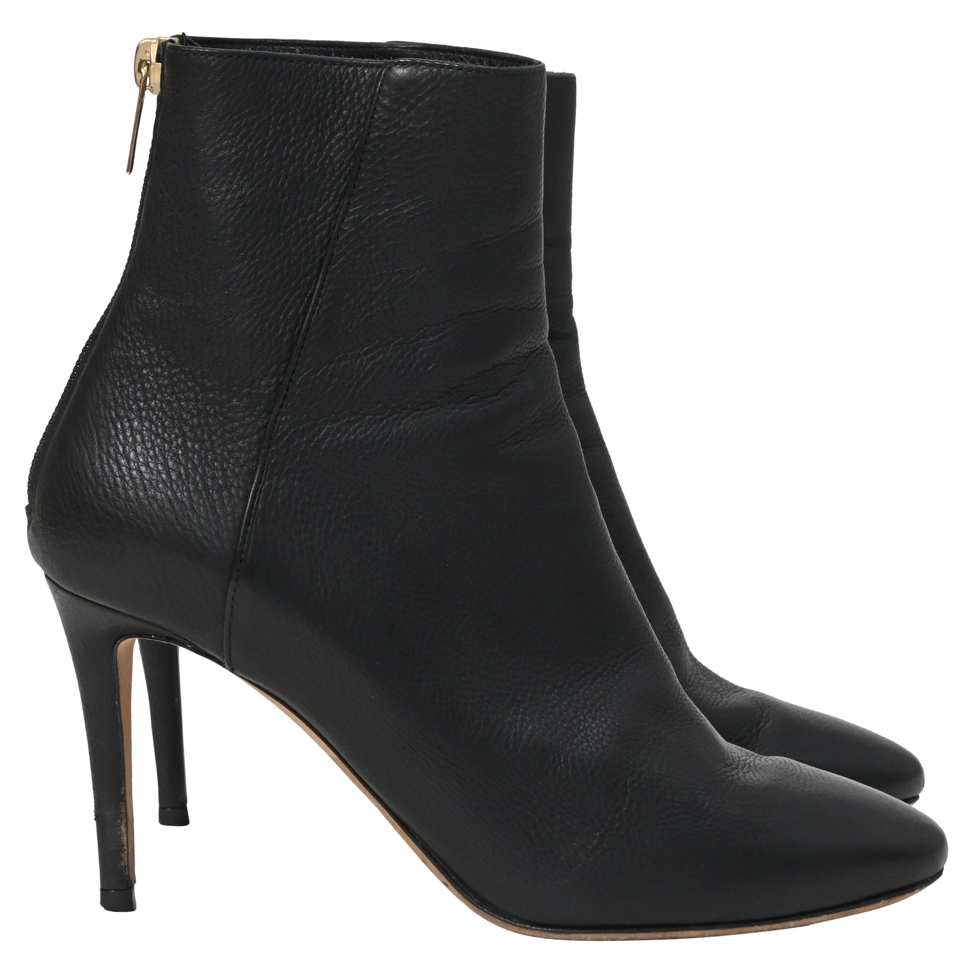 Women's  Jimmy Choo Pointed Toe High-Heeled Ankle Boots in Black Calfskin Leather
