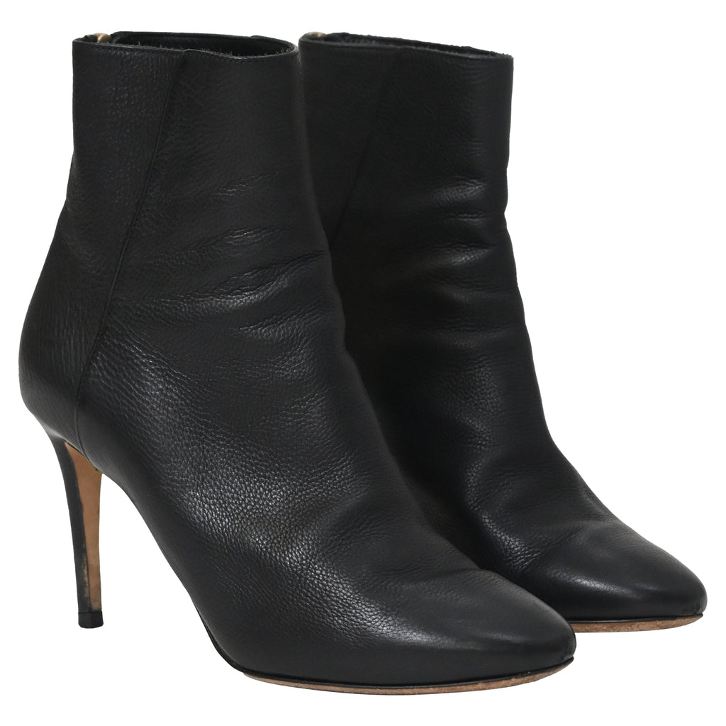 Women's  Jimmy Choo Pointed Toe High-Heeled Ankle Boots in Black Calfskin Leather
