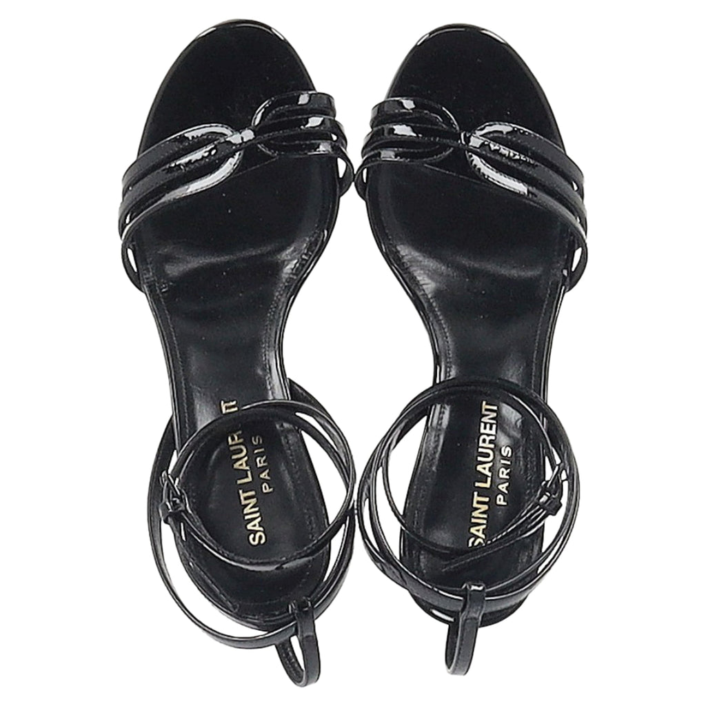 Saint Laurent Ankle Strap Sandals in Black Patent Leather
