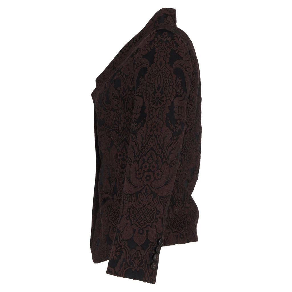 Gucci 2010s Floral-Jacquard Blazer in Brown Wool