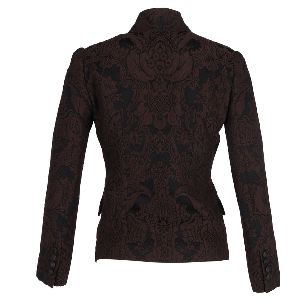 Gucci 2010s Floral-Jacquard Blazer in Brown Wool