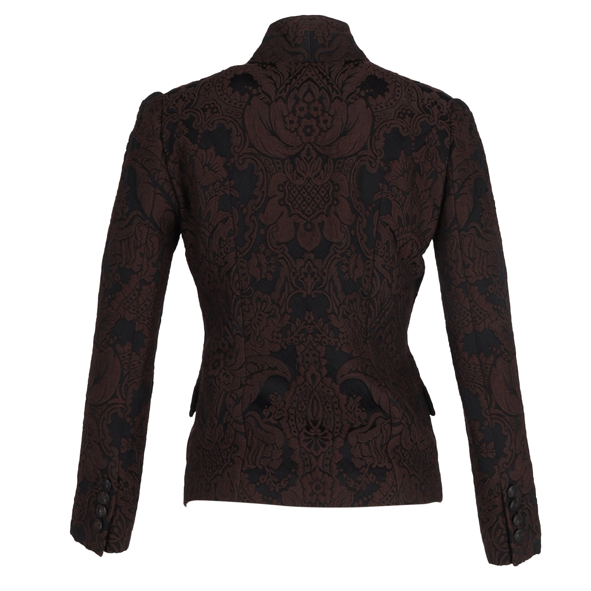Gucci 2010s Floral-Jacquard Blazer in Brown Wool