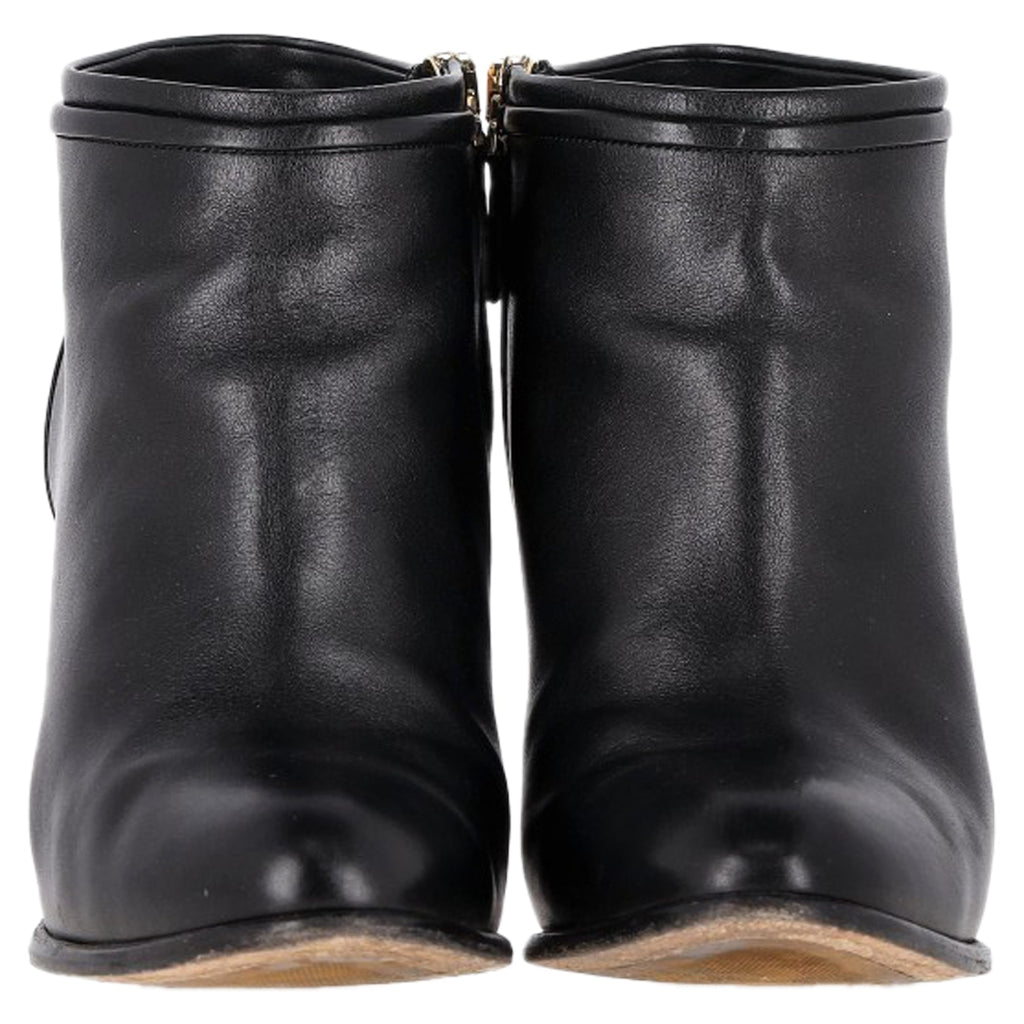 Salvatore Ferragamo Zipped High-Heeled Ankle Boots in Black Leather