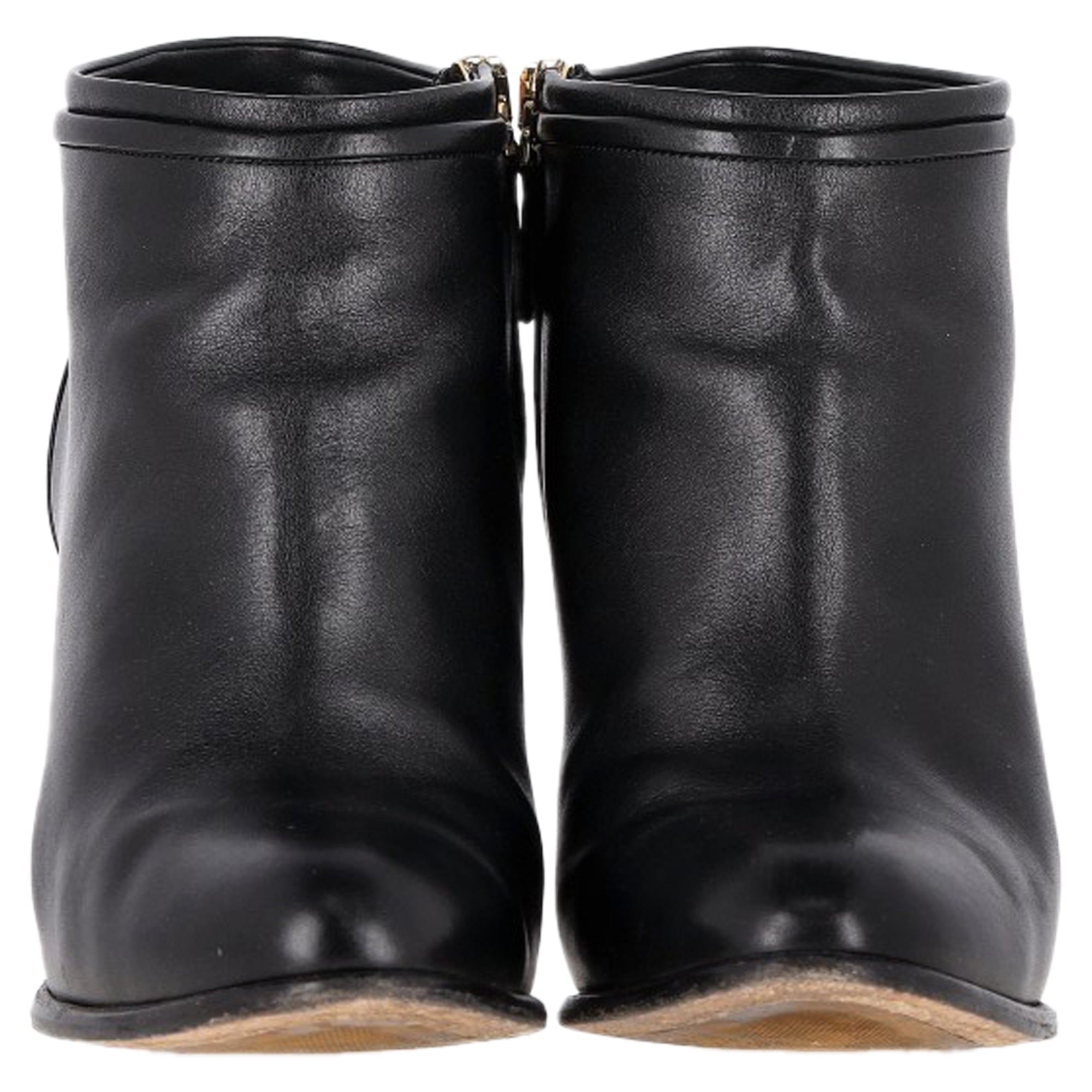 Salvatore Ferragamo Zipped High-Heeled Ankle Boots in Black Leather