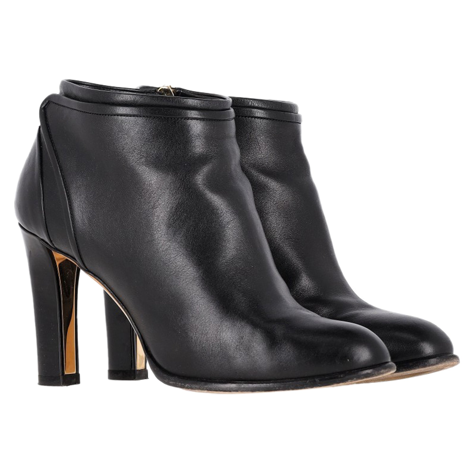 Salvatore Ferragamo Zipped High-Heeled Ankle Boots in Black Leather