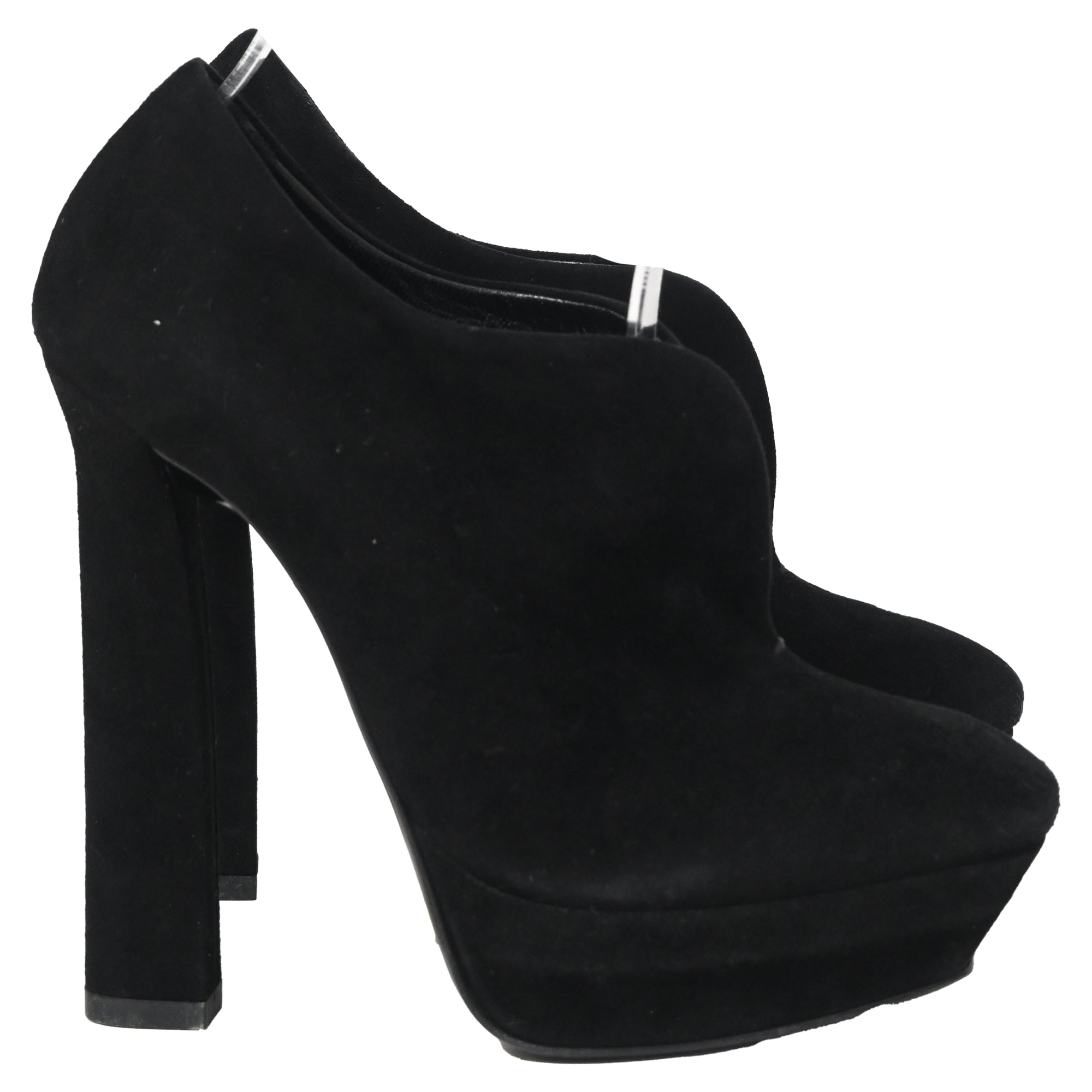 Women's Bottega Veneta Open Platform Ankle Boots in Black Suede
