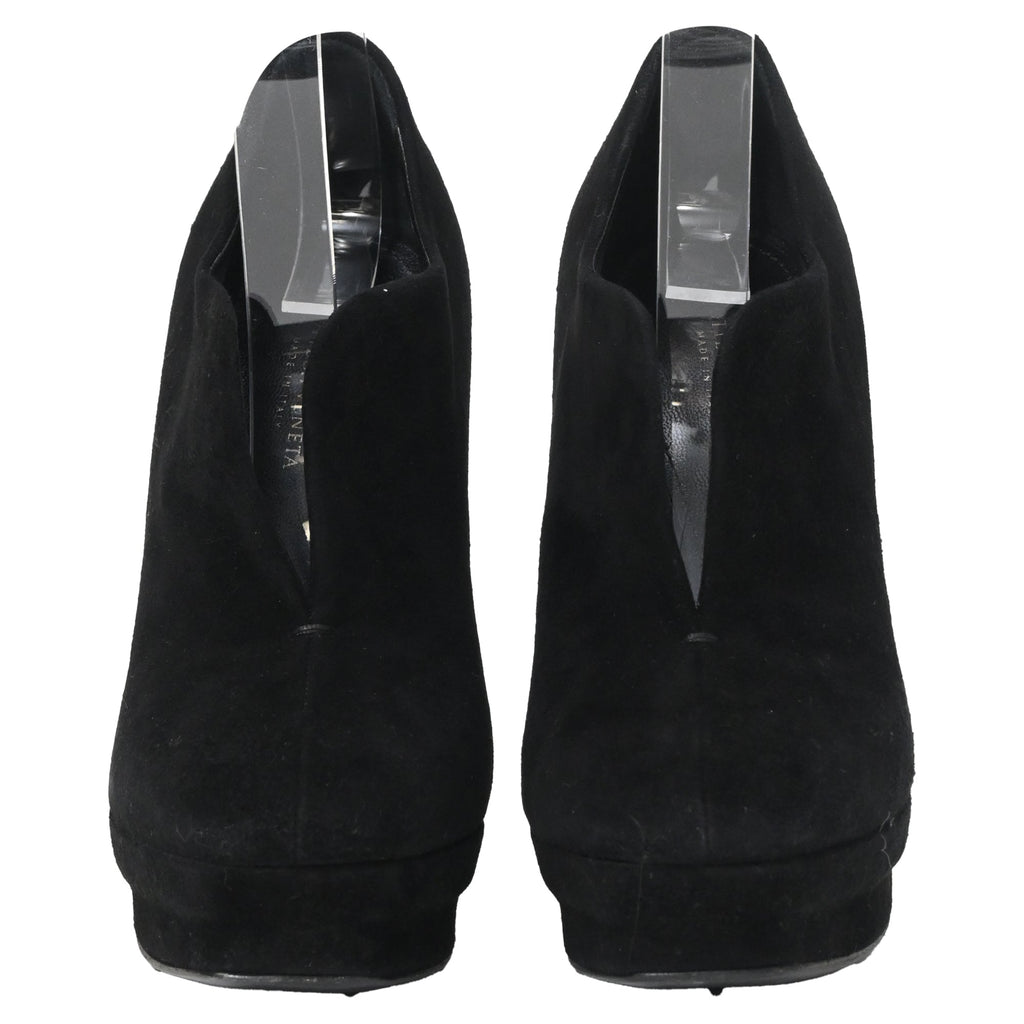 Women's Bottega Veneta Open Platform Ankle Boots in Black Suede