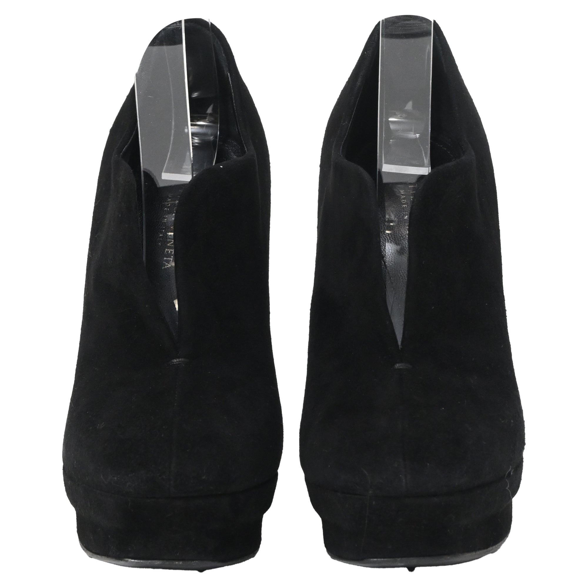 Women's Bottega Veneta Open Platform Ankle Boots in Black Suede