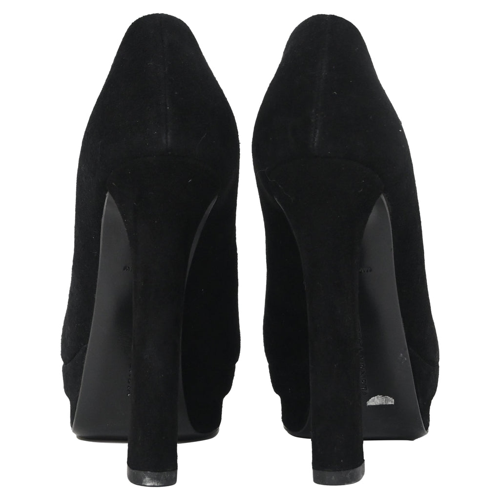 Women's Bottega Veneta Open Platform Ankle Boots in Black Suede
