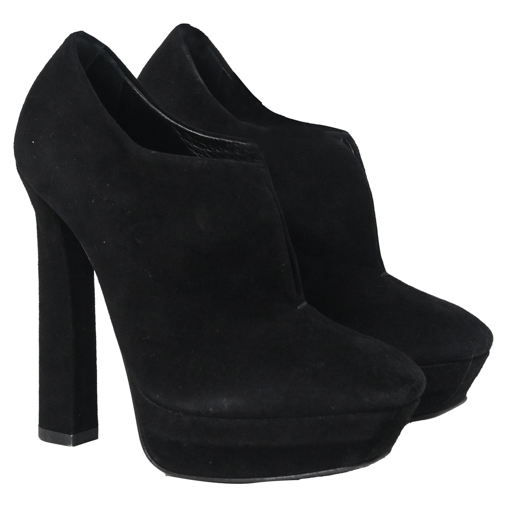 Women's Bottega Veneta Open Platform Ankle Boots in Black Suede