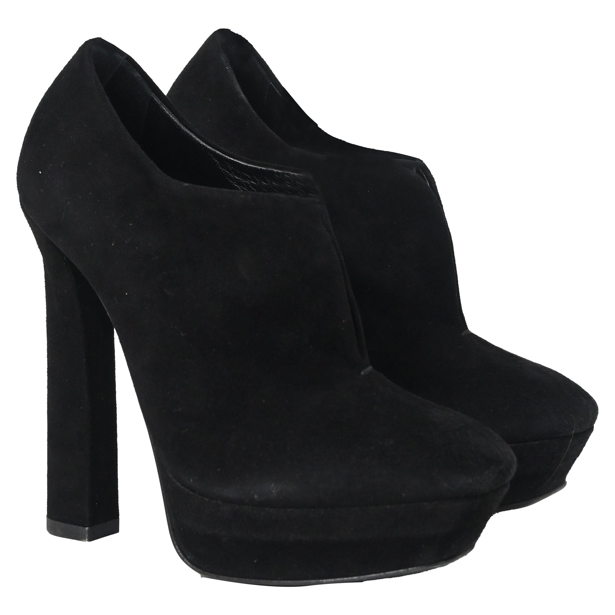 Women's Bottega Veneta Open Platform Ankle Boots in Black Suede