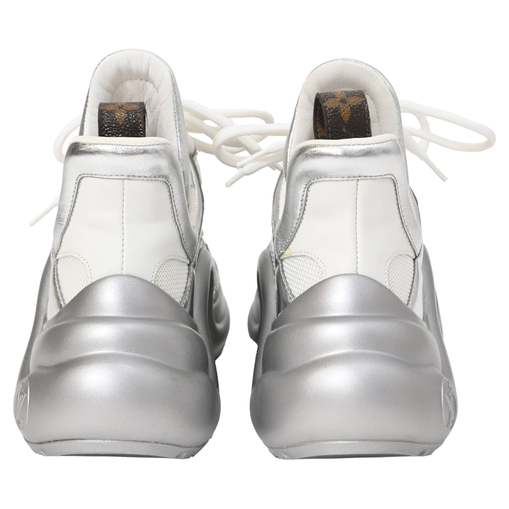 Women's Louis Vuitton Archlight Chunky Sneakers in Silver Leather and Polyester