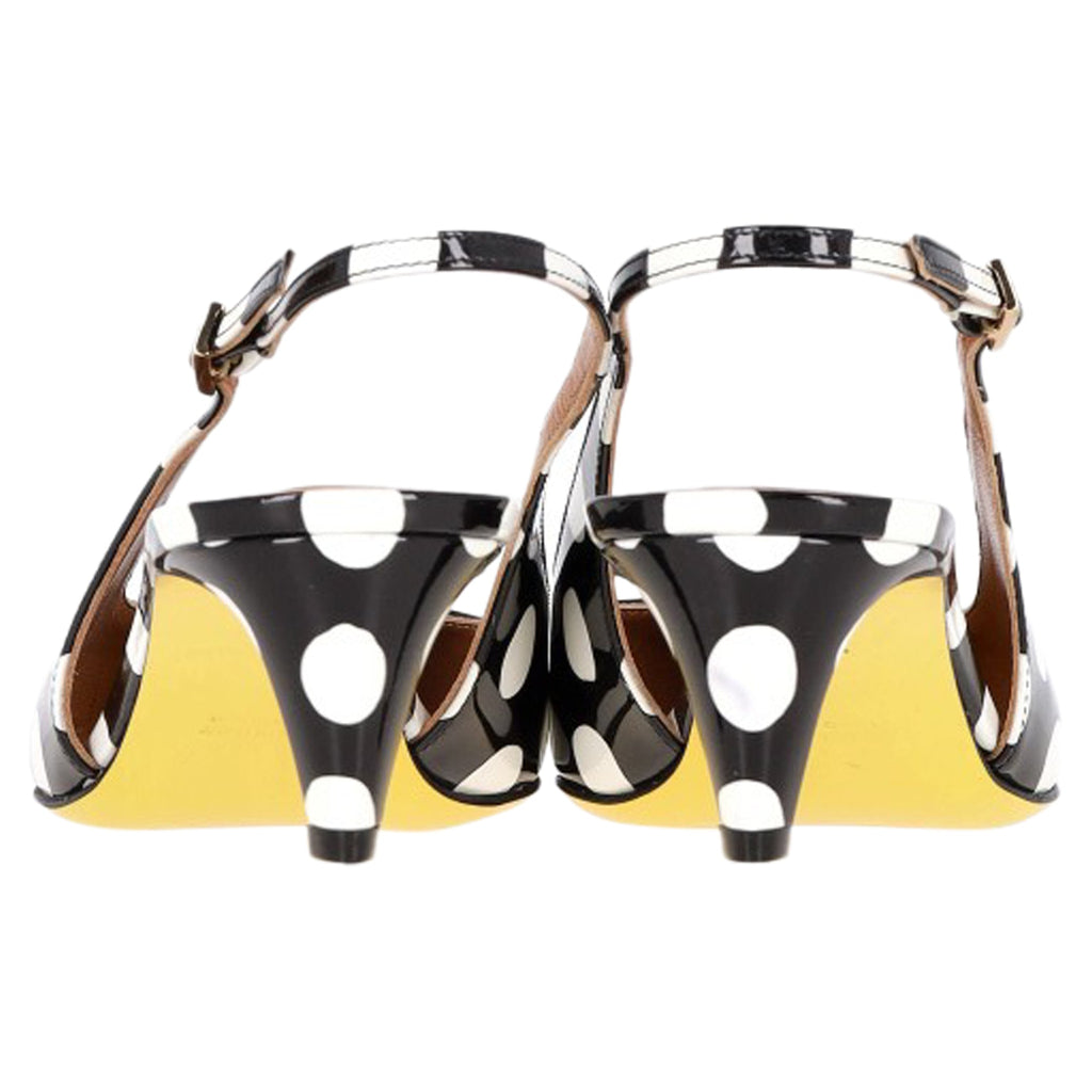 Marni 55mm Polka Dot Slingback Pumps in Black Patent Leather