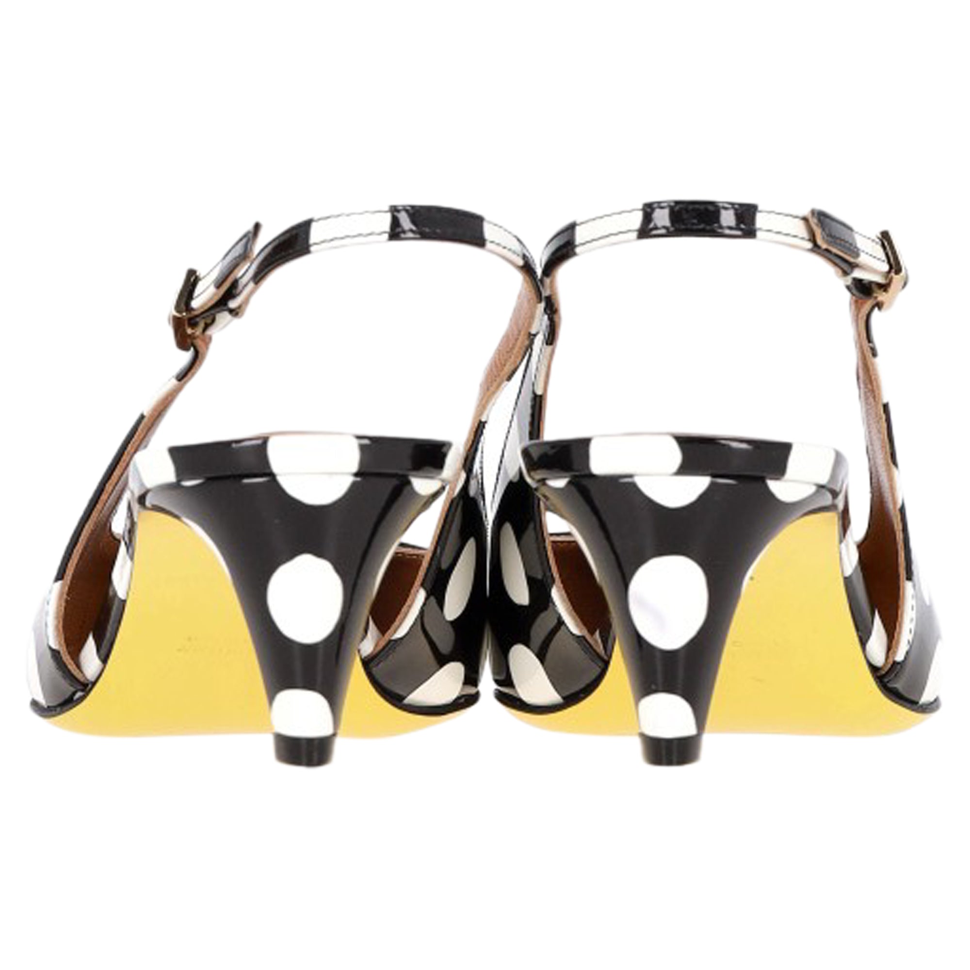 Marni 55mm Polka Dot Slingback Pumps in Black Patent Leather