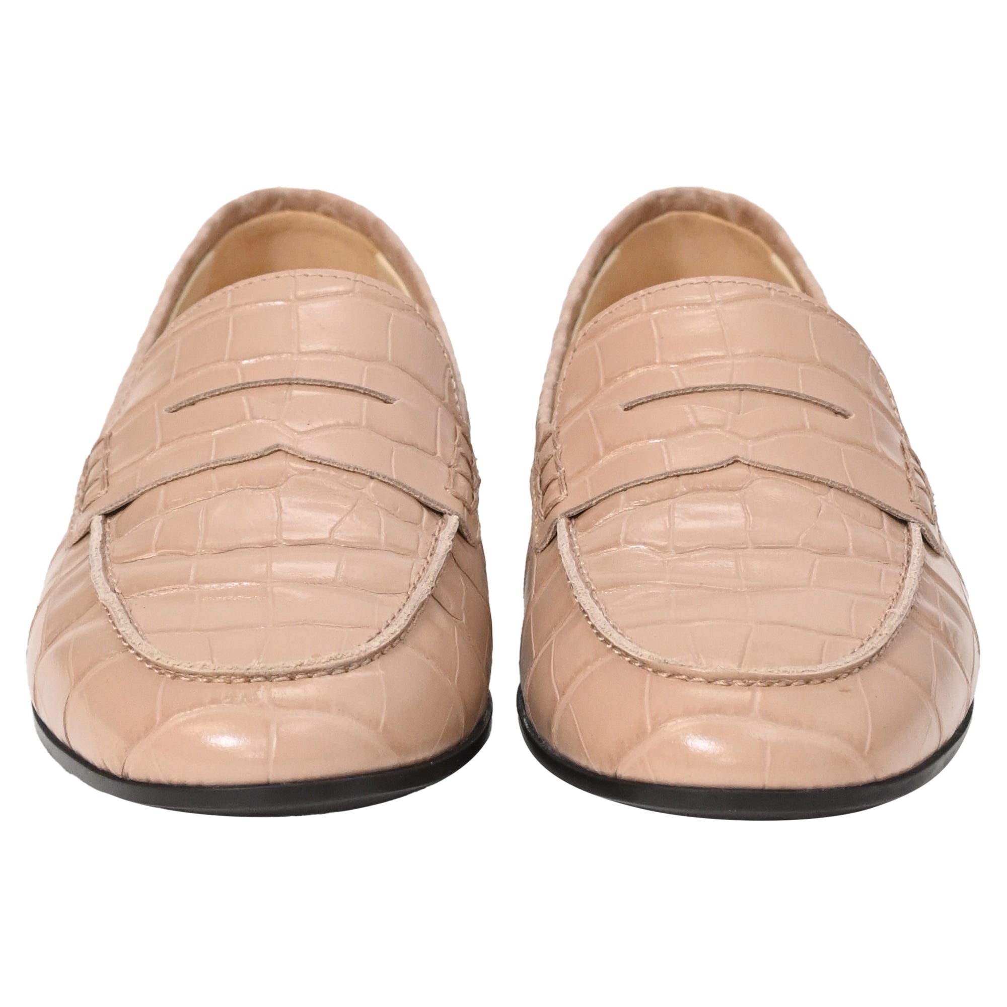 Women's Tod's Croc-Effect Loafers in Beige Leather