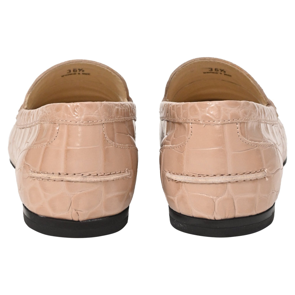 Women's Tod's Croc-Effect Loafers in Beige Leather