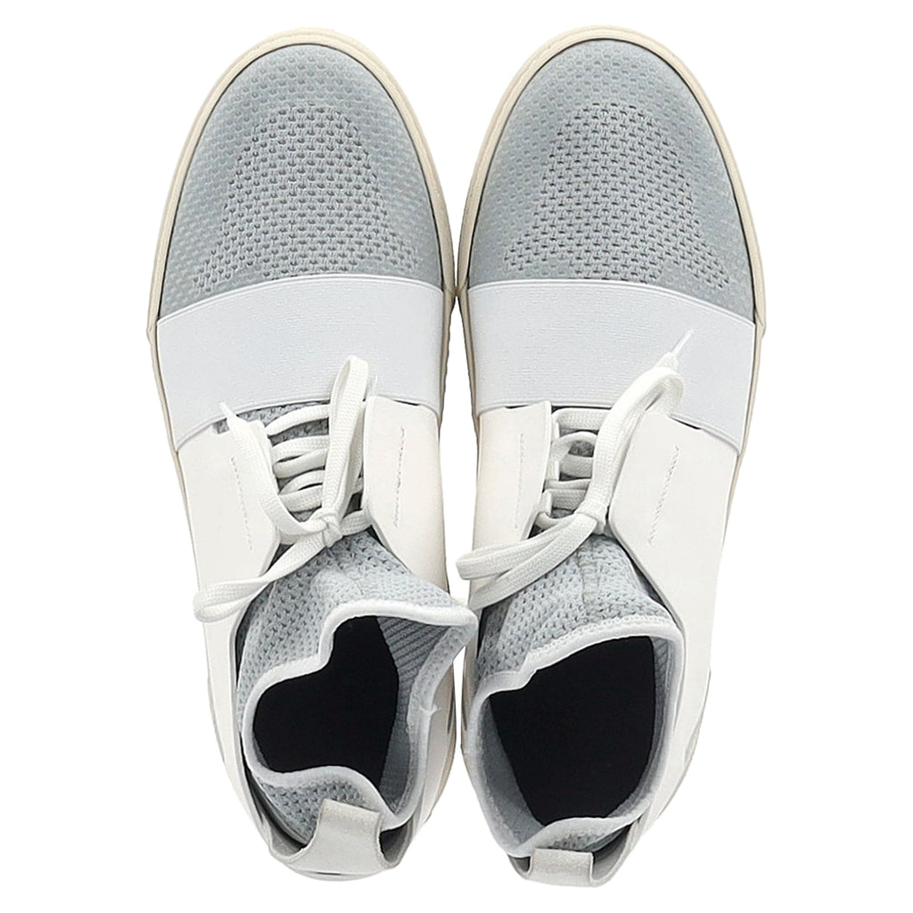 Women's Balenciaga Sock Style High-Top Sneakers in Grey and White Polyester and Leather