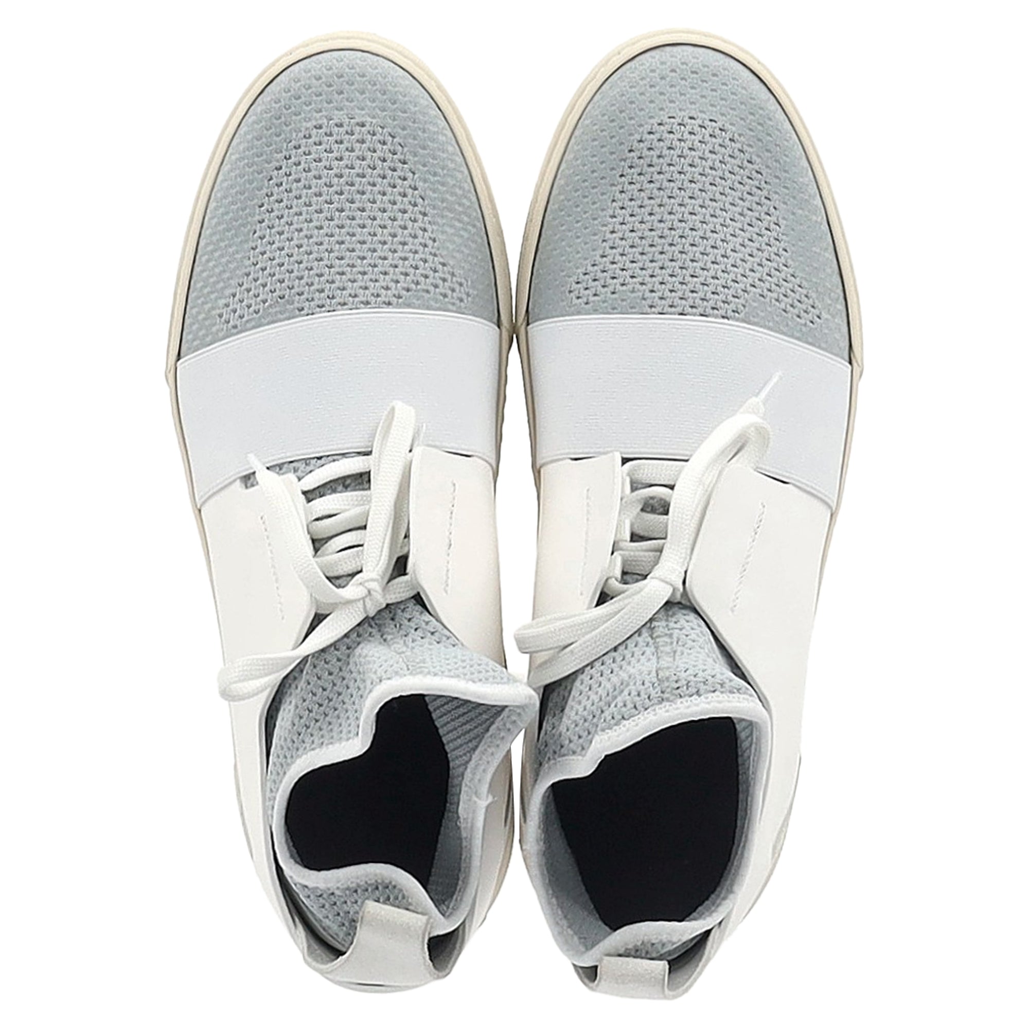 Women's Balenciaga Sock Style High-Top Sneakers in Grey and White Polyester and Leather