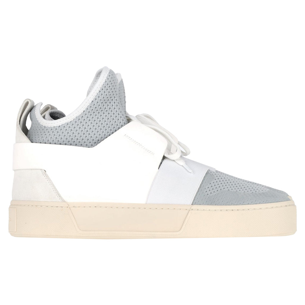 Women's Balenciaga Sock Style High-Top Sneakers in Grey and White Polyester and Leather