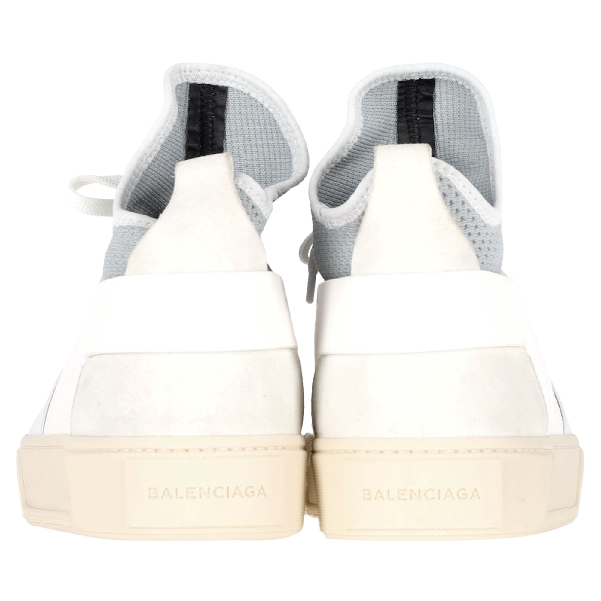 Women's Balenciaga Sock Style High-Top Sneakers in Grey and White Polyester and Leather